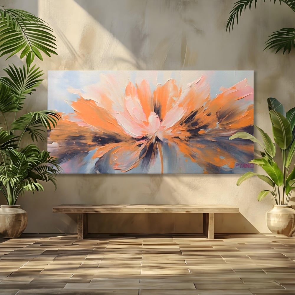 Tablou canvas cu tablou canvas cu floare abstracta, fara rama, pe sasiu de lemn